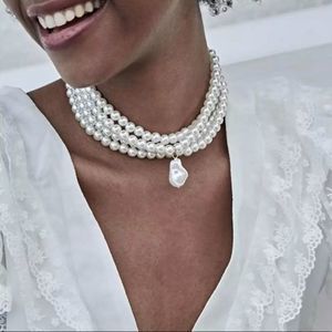 Vintage Style Multi-Layer White Beaded Choker Necklace